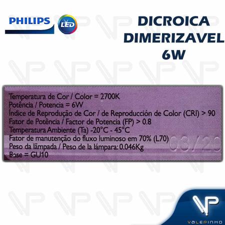 Imagem de Lâmpada led dicróica philips 6w 220v 25g 2700k(branco quente)gu10 dimerizável