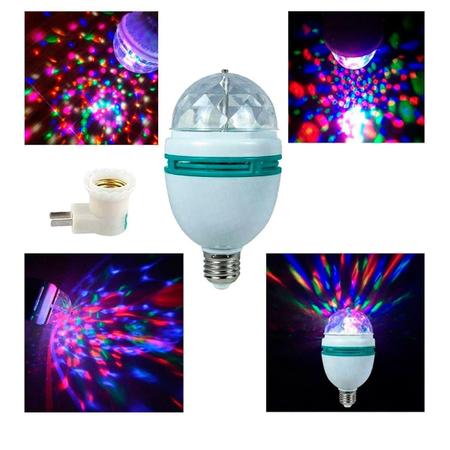 Lampada Led Mini Party Light Giratoria Rgb Globo Luz Balada - Relet Imagem de Lampada Led Mini Party Light Giratoria Rgb Globo Luz Balada