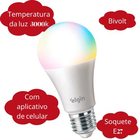 Imagem de Lâmpada Led Potente Smart Color E27 Dimerizável Com Wifi e App