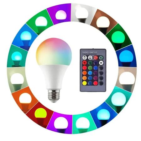 Imagem de Lâmpada LED RGB Colorida Com Controle Remoto 5w E27 Bivolt