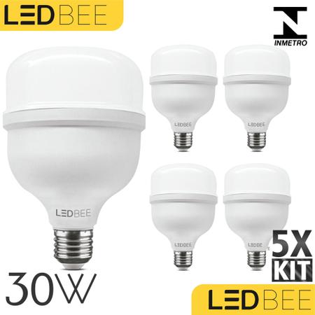 Imagem de Lâmpada Led Super Bulbo Alta Potência E27 Bivolt Branco Frio 30w - LedBee - kit com 5 unidades