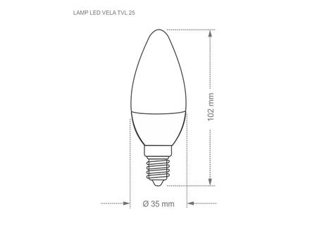 Imagem de Lâmpada LED Vela TVL 25 Leitosa 3W Luz Quente 2700K