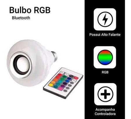 Imagem de Lampada Musical Caixa Som Bluetooth Led Rgb Com Controle E27