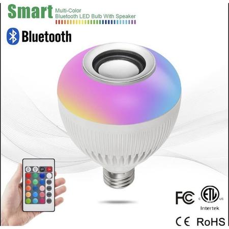 Imagem de Lâmpada Rotativa Colorida Musical Caixa Som 3w Bluetooth Led Rgb Com Controle - Lampada Que toca música