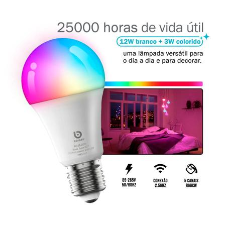 Imagem de Lâmpada Smart WiFi LED Inteligente Color RGB , Luz Branca Quente e Fria Alexa Google Bivolt 12W ou 15W