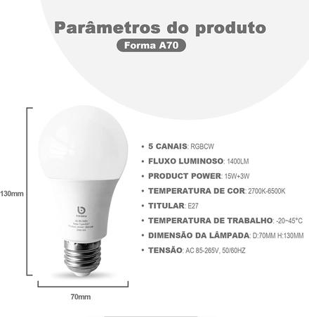 Imagem de Lâmpada Smart WiFi LED Inteligente Color RGB , Luz Branca Quente e Fria Alexa Google Bivolt 12W ou 15W