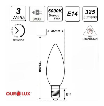 Imagem de Lâmpada Vela Led Clara 3W Bivolt E14 Branco Frio