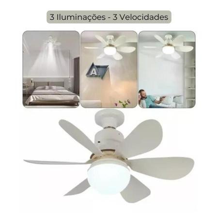 Imagem de Lâmpada Ventilador Teto Silenciosa Controle Remoto E Bivolt