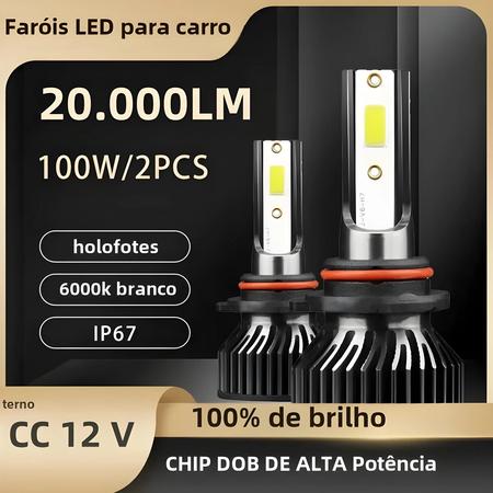 Imagem de Lâmpadas LED para Farol de Carro (2 Unidades) - 9005/9006/9012 - 12V 6000K - 20000LM