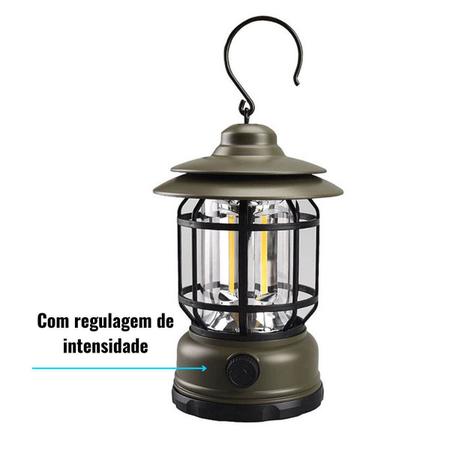 Imagem de Lampião Lanterna Luminária Led Recarregável Portátil Camping Pesca Luz de Emergência 