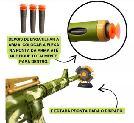 Conjunto 3 Arminhas Brinquedo Lança Dardos + Algemas e Alvos Lançador  Metralhadora Infantil Divertido Nerf - Fun Game - Lançadores de Dardos -  Magazine Luiza