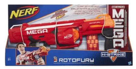 Lança Dardo Nerf Mega Rotofury Nerf Vermelho - Hasbro