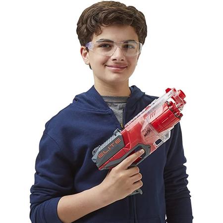 NERF Lança Dardos Elite Disrupter Vermelho Translúcido, com Tambor  Giratório - F2695 - Hasbro