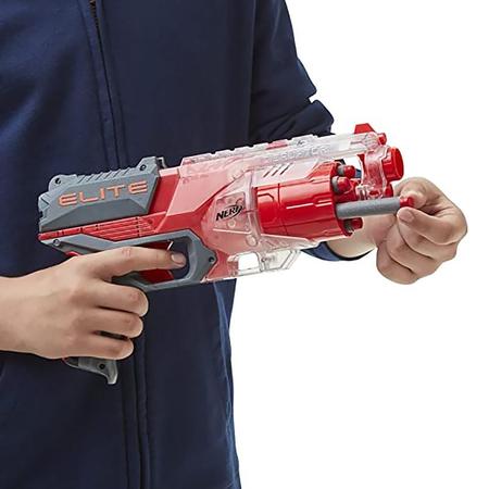 NERF Lança Dardos Elite Disrupter Vermelho Translúcido, com Tambor  Giratório - F2695 - Hasbro