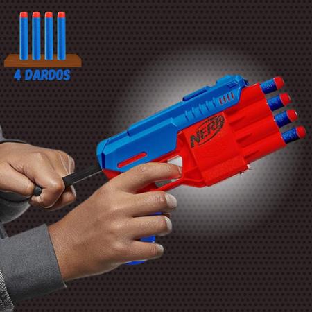 Imagem de Lançador Infantil Nerf Alpha Strike 4 Dardos Brinquedo Meninos Crianças Brinquedos Hasbro