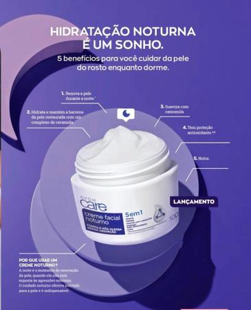 LANÇAMENTO AVON - Creme facial hidratante noite - 100 gramas - com 5  benefícios (ver descrição) - Hidratante Facial - Magazine Luiza