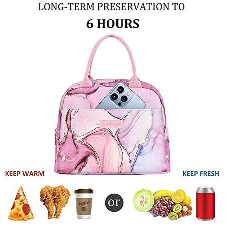 Imagem de Lancheira LOKASS para mulheres lancheira isolada bolsa térmica para senhoras meninas adultos trabalho de escritório, rosa
