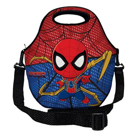 Imagem de Lancheira Térmica Escolar em Neoprene Infantil Reforçada com alça  ISOPRENE  Menino Aranha