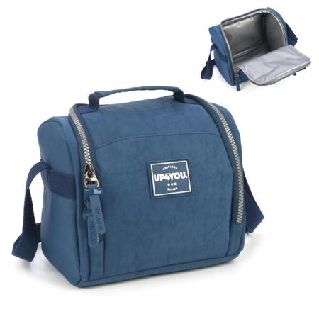 Lancheira Térmica Hurley Impermeável Bolsa Porta Marmita Esportiva  Transversal - Preto+Azul