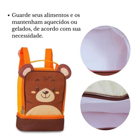 Imagem de Lancheira Térmica Urso Ursinho Pets Escolar/Passeio Infantil C/ 2 Bolsos Térmicos Resistente - Clio