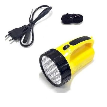 Imagem de Lanterna De Mão Holofote Com 19 leds Branco Frio Recarregável Bivolt DP-1706