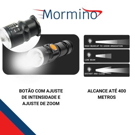 Imagem de Lanterna de mão super led alcance 400 metros recarregável com zoom 