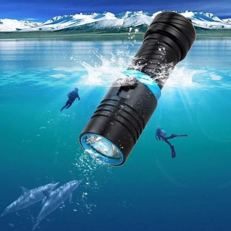 Lanterna Mergulho Recarregável Led Cree T6 Potente 50 Metros - JP