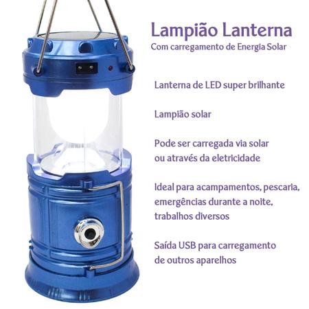 Lanterna Lampião Solar Recarregável