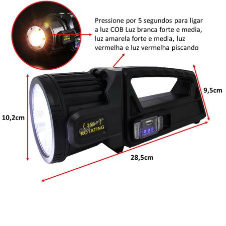 Imagem de Lanterna LED Super Brilhante Multifuncional Rotativa Alta Capacidade Solar Recarregável LK3124