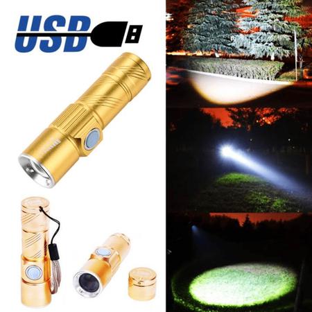 Imagem de Lanterna LED T6 Com Suporte Para Bicicleta USB Recarregável 58000W Dourada - XD538DOSUP
