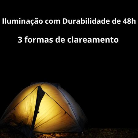 Imagem de Lanterna Luminária Farolete Lampião Luz Holofote Led Recarregável Powerbank Carregamento Solar e Usb Camping Acampamento Pescaria Noturna