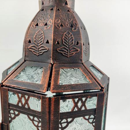 Imagem de Lanterna Marroquina Decorativa Hexagonal Cobre 50X16Cm