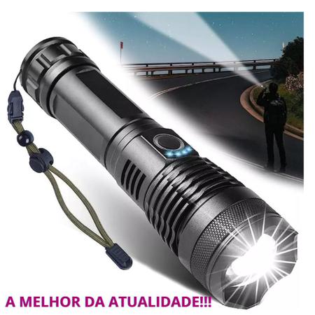 Imagem de Lanterna Militar Tática T9 Mais Forte Do Mundo Caça, Pesca, Fazenda, Sitio Led Branco Zoom
