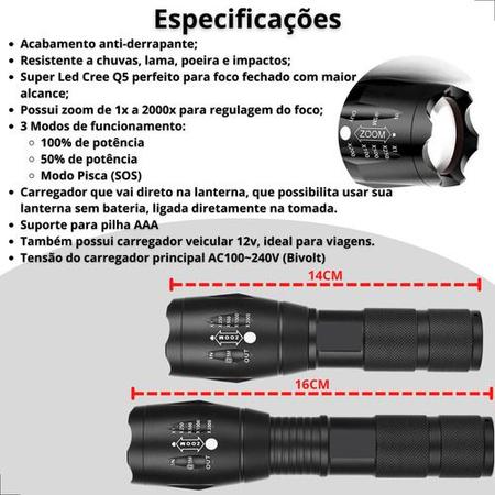 Imagem de Lanterna Potente Tática Militar Camping Passeios Com Zoom X2000 T6 Bmax/BM-8501 Com Nfe