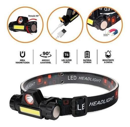 Lanterna Recarregável Led Bateria Lt-399 Capacete Cabeça - Luatek Imagem de Lanterna Recarregável Led Bateria Lt-399 Capacete Cabeça