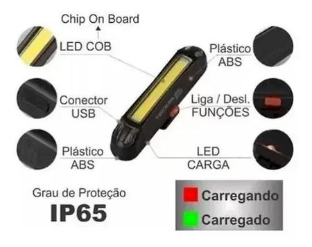 Imagem de Lanterna Sinalizador Bi-Color Traseiro LED USB Recarregável