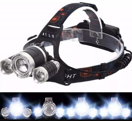 Imagem de Lanterna tatica  / Farol De Cabeça Bike Pescaria  3 Led Cree T6 Recarregável