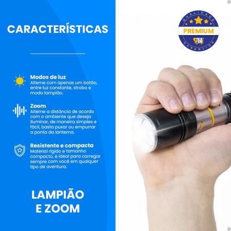 Imagem de Lanterna Tática Lampião Recarregável Pequena Usb Zoom Mini