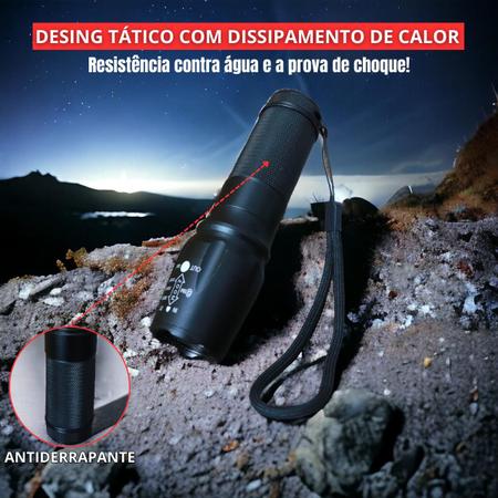 Imagem de Lanterna Tática Militar LUXEON Carregável e Resistente a Água SOS Vermelho Luz Vermelha Lanterna Forte