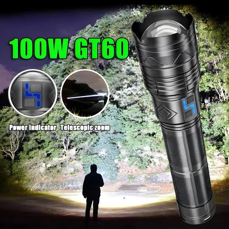 Lanterna Tática Recarregável USB - Super Brilhante 20000lm - 100W - Longo Alcance Imagem de Lanterna Tática Recarregável USB - Super Brilhante 20000lm - 100W - Longo Alcance