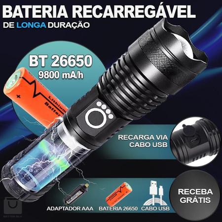 Imagem de Lanterna Tática T9 Mais Forte Do Mundo Bateria Recarregável Longa Duração
