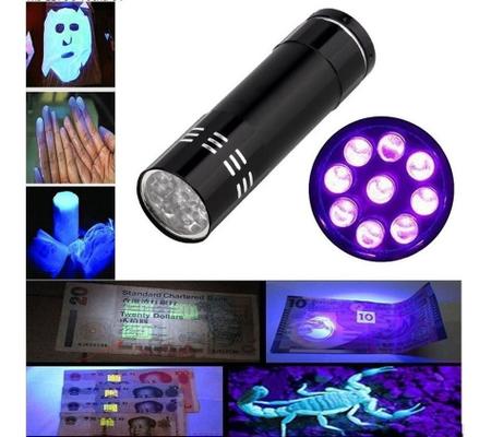 Imagem de Lanterna Ultra Violeta Luz Negra Detector Nota Dinheiro Falso Urina Gato 