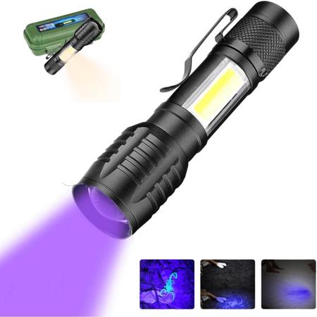 Imagem de Lanterna Ultra violeta Usb Led Potente Luz Negra Uv Nota Falsa E Escorpião Recarregável