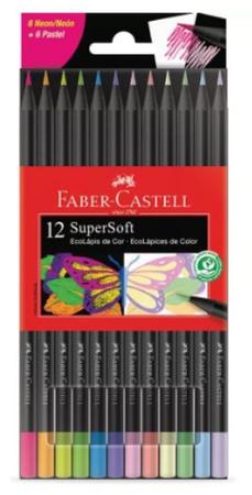 Imagem de Lápis Cor 12 Cores Neon+Pastel Super Soft Faber Castel