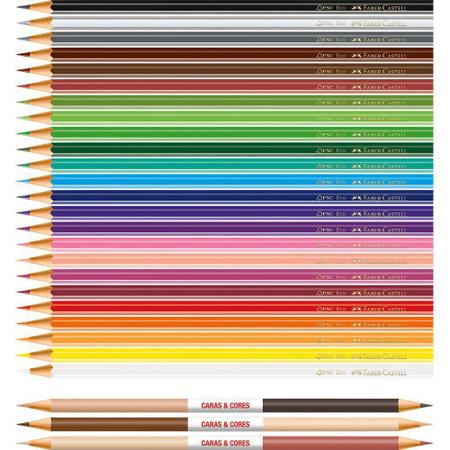 Caixa Lápis Cor Faber-Castell C/ 24 Unidades + 3 Bicolor Tons de Pele