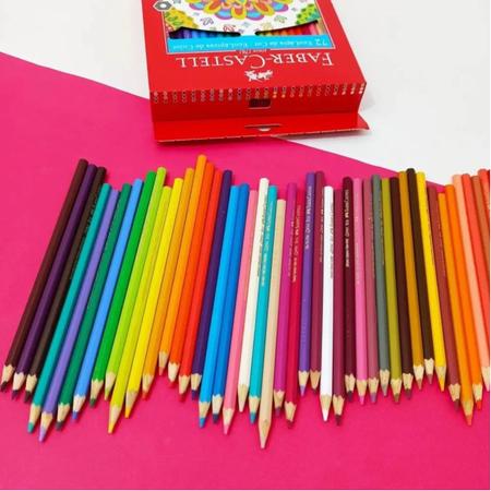 Imagem de Lapis de Cor 72 Cores Faber Castell Kit Ecolápis Escolar Colorido Desenho Profissional e Apontador