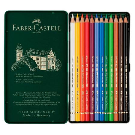 Imagem de Lápis de Cor Permanente Polychromos Estojo Metálico com 12 cores - Faber-Castell