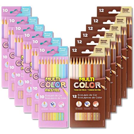 Imagem de Lapis de cor Tons de Pele + tons pastel Multicolor kit 12 cx