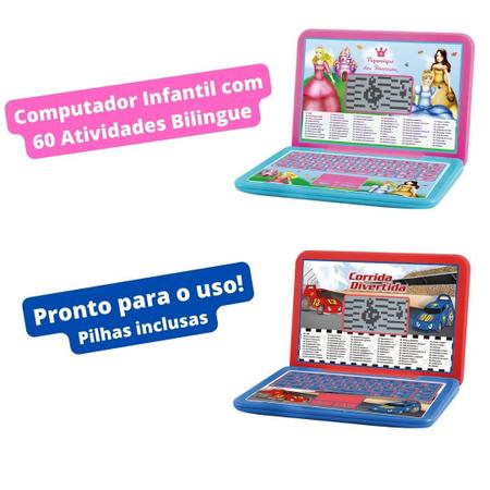 Notebook Infantil Educativo 60 Atividades Bilíngue Lap Top -17 cm x 13 cm –  Maior Loja de Brinquedos da Região