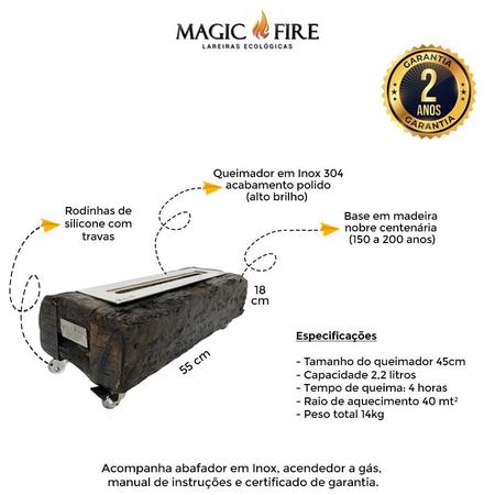 Imagem de Lareira Ecológica Rústica Dormente Portátil Completa - Magic Fire